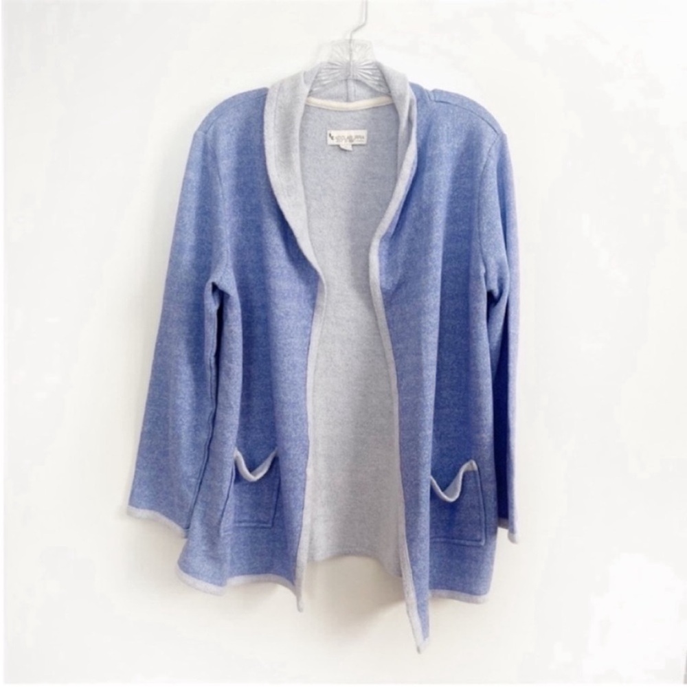 Koolaburra by Ugg Textured Slub Cardigan blue periwinkle French terry open